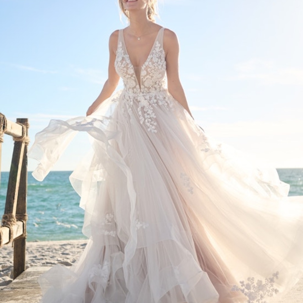 Maggie Sottero Wedding Dress, “Ivory Over Blush” Size 22